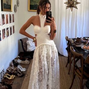 12th Tribe Strapless White Lace Dress